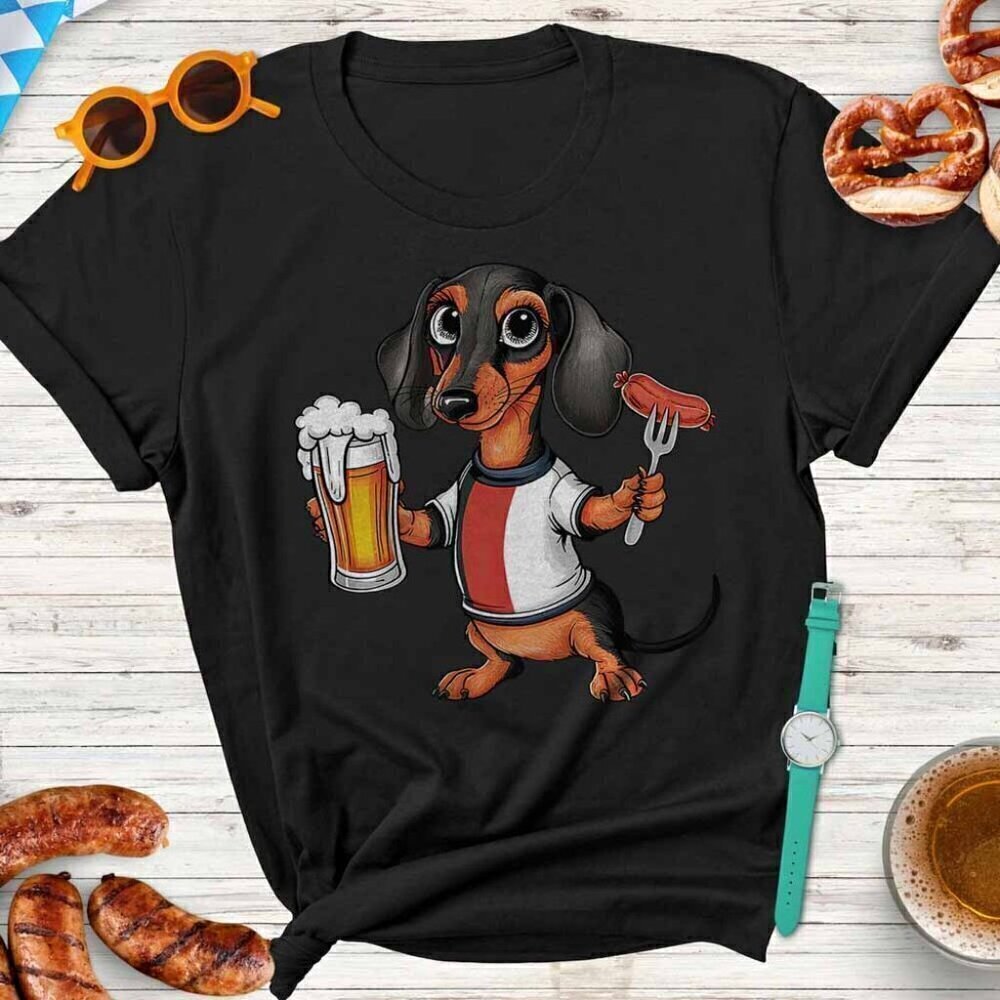 Funny Oktoberfest Dachshund Beer Lovers German Festival Graphic Unisex T-Shirt